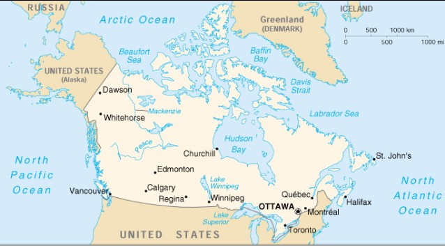 Canada - Mappa del territorio