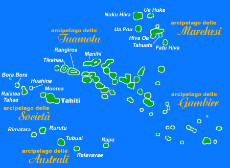 Polinesia Francese - Mappa del territorio